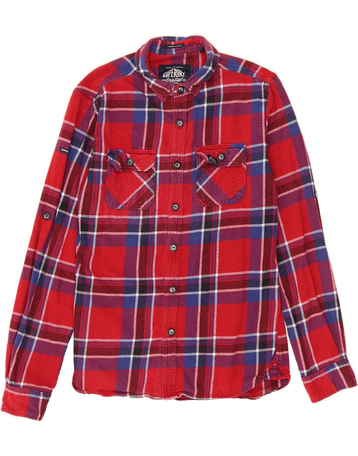 SUPERDRY Mens Flannel Shirt Medium Red Check Cotton Vintage Superdry and Second-Hand Superdry from Messina Hembry 