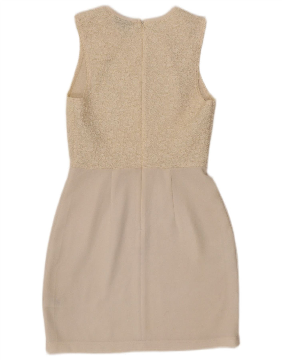 Abito tubino senza maniche da donna Topshop UK 8 piccolo poliestere bianco sporco
