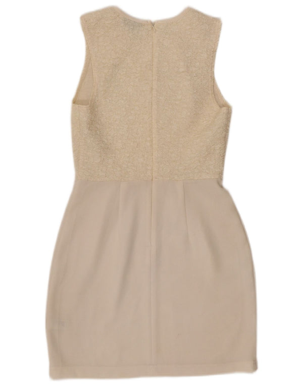 Abito tubino senza maniche da donna Topshop UK 8 piccolo poliestere bianco sporco