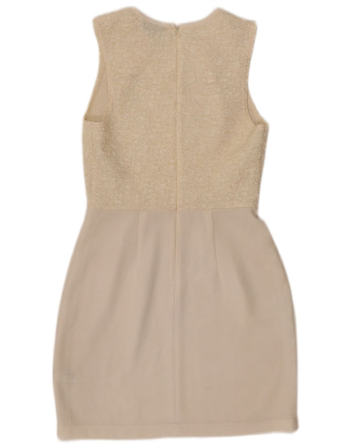 Abito tubino senza maniche da donna Topshop UK 8 piccolo poliestere bianco sporco