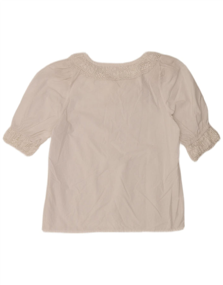 Top camicetta vintage da donna con maniche a 3/4 EU 40 bianco medio