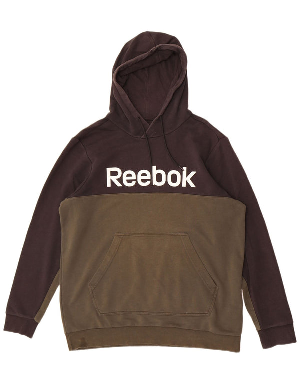 Felpa con cappuccio grafica da uomo Reebok XL in cotone color block kaki