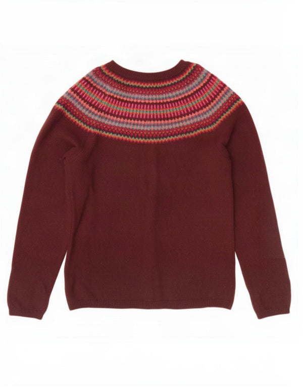 Maglione cardigan da donna Seasalt Cornwall UK 12 Medio Borgogna Fair Isle
