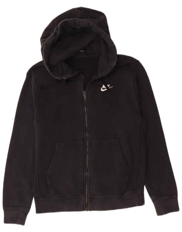 Felpa con cappuccio e zip Nike da uomo piccola in cotone nero