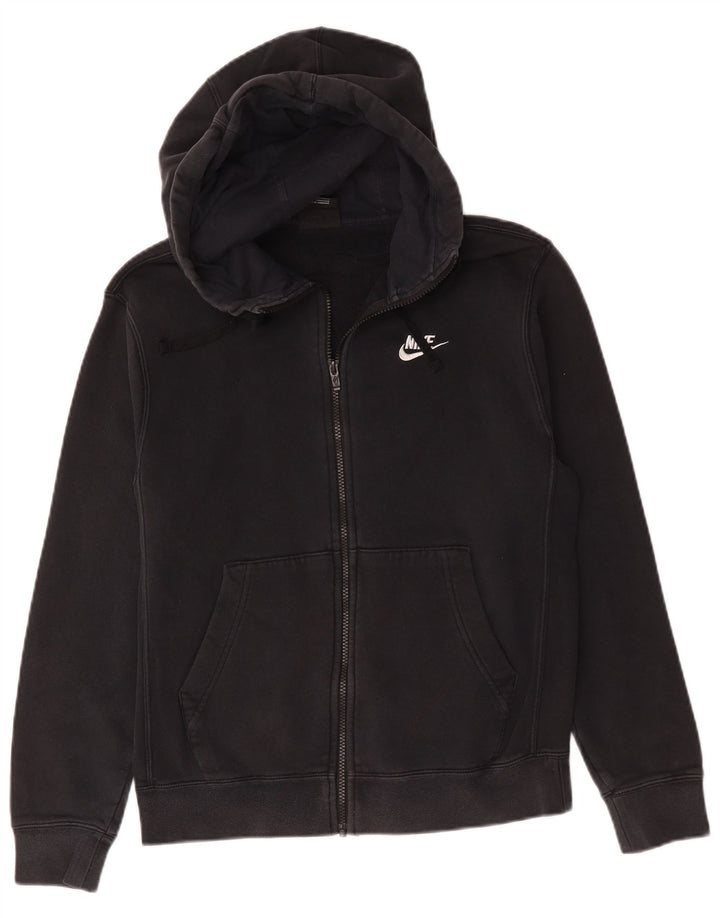 Felpa con cappuccio e zip Nike da uomo piccola in cotone nero