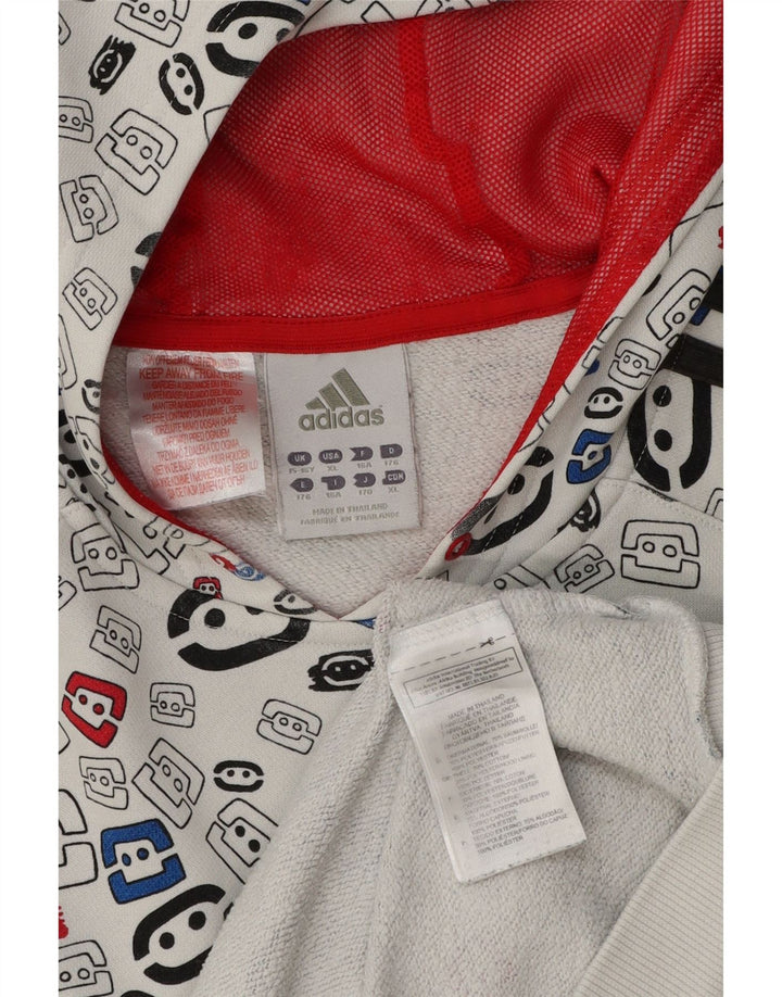 Felpa con cappuccio Adidas da ragazzo con motivo astratto 15-16 anni Bianco geometrico