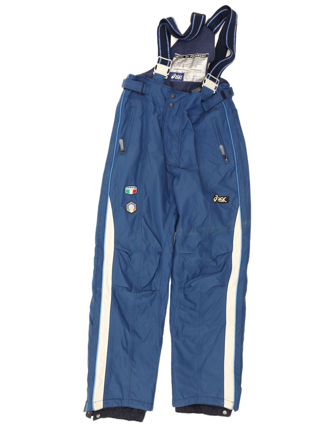 Pantaloni da sci Asics da uomo, salopette, piccoli, blu, in poliammide color block