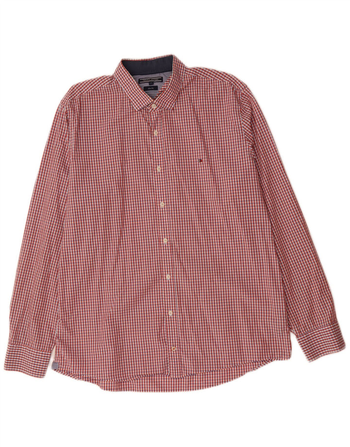 TOMMY HILFIGER Camicia slim fit da uomo 2XL Cotone a quadretti rosso