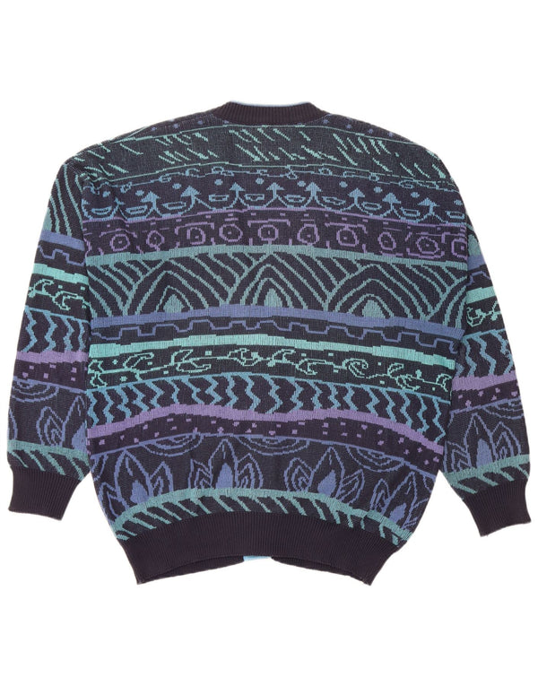 Maglione cardigan da uomo JAC IT 52 Large in cotone geometrico blu navy