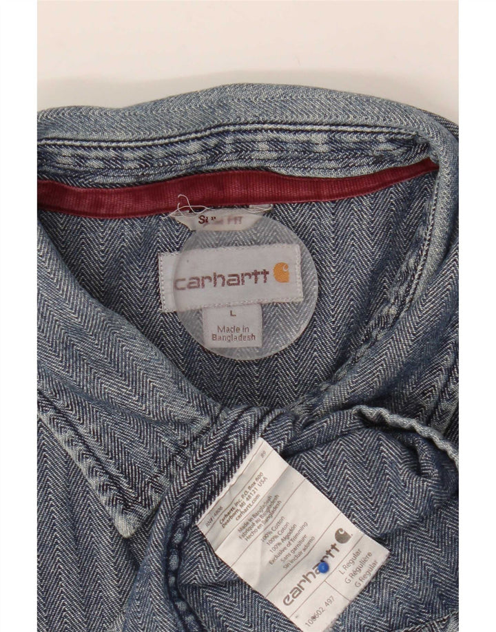 Camicia Carhartt da uomo slim fit grande cotone a spina di pesce blu