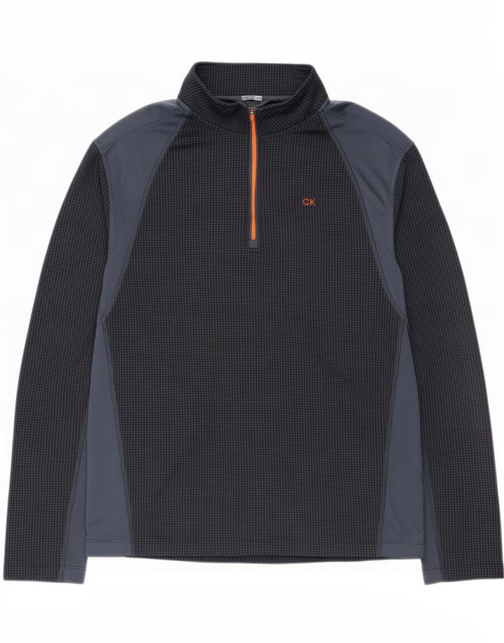 Calvin Klein Uomo Golf Pullover Tuta Top XL Blu Navy Colourblock