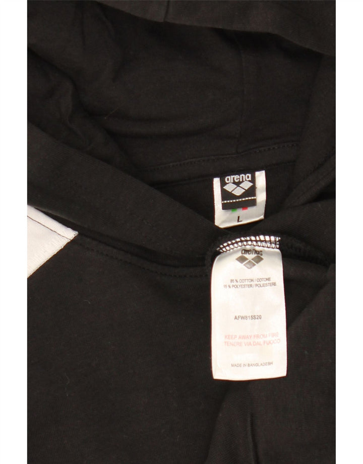 ARENA Felpa con cappuccio grafica da donna UK 16 Large Black Colourblock
