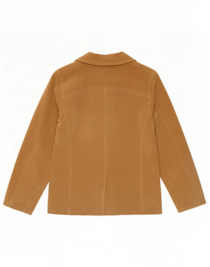 Giacca blazer vintage da donna in pelle scamosciata a 3 bottoni IT 46 grande in pelle beige