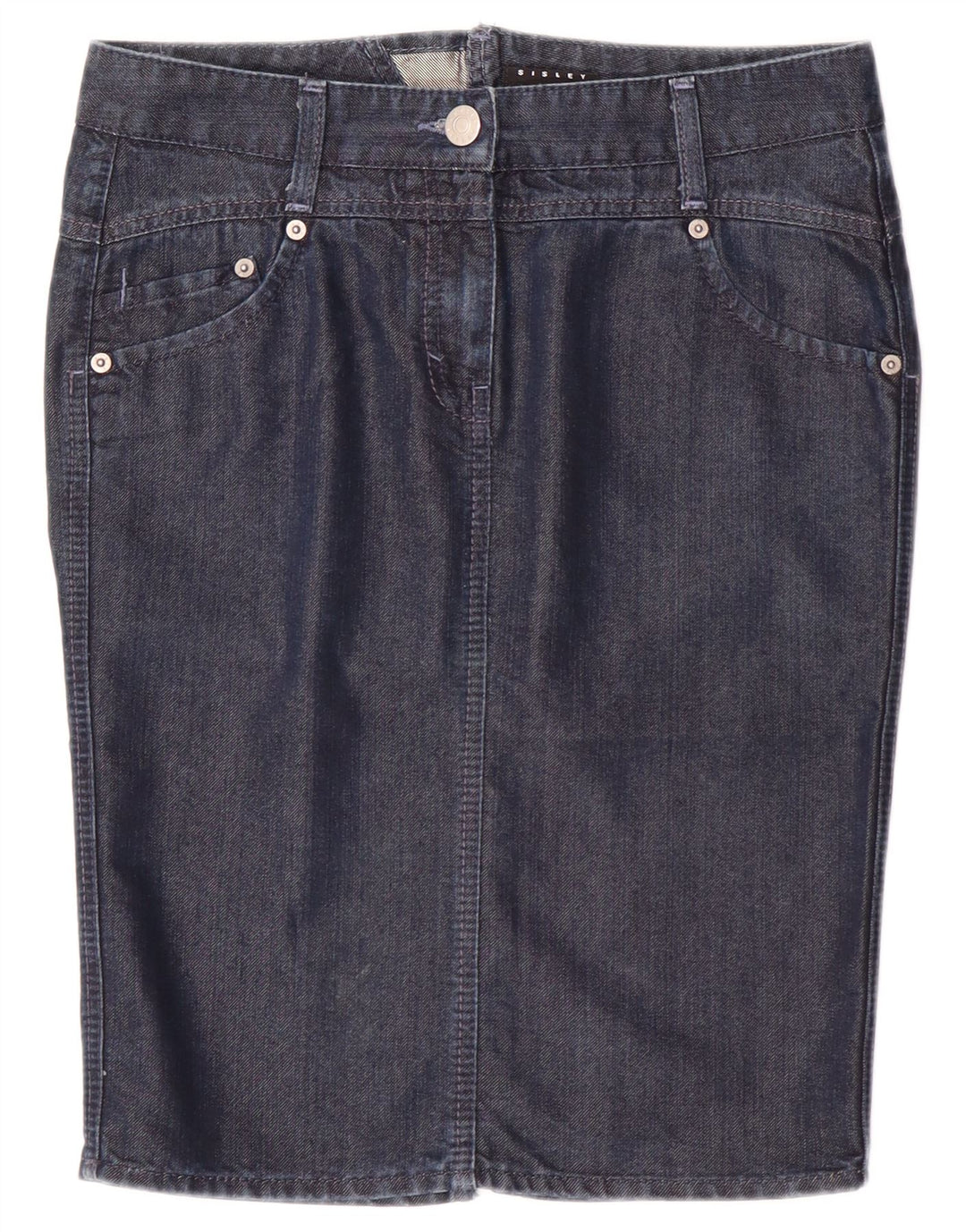 Gonna in denim da donna Sisley IT 40 Small W30 Blu Navy Cotone