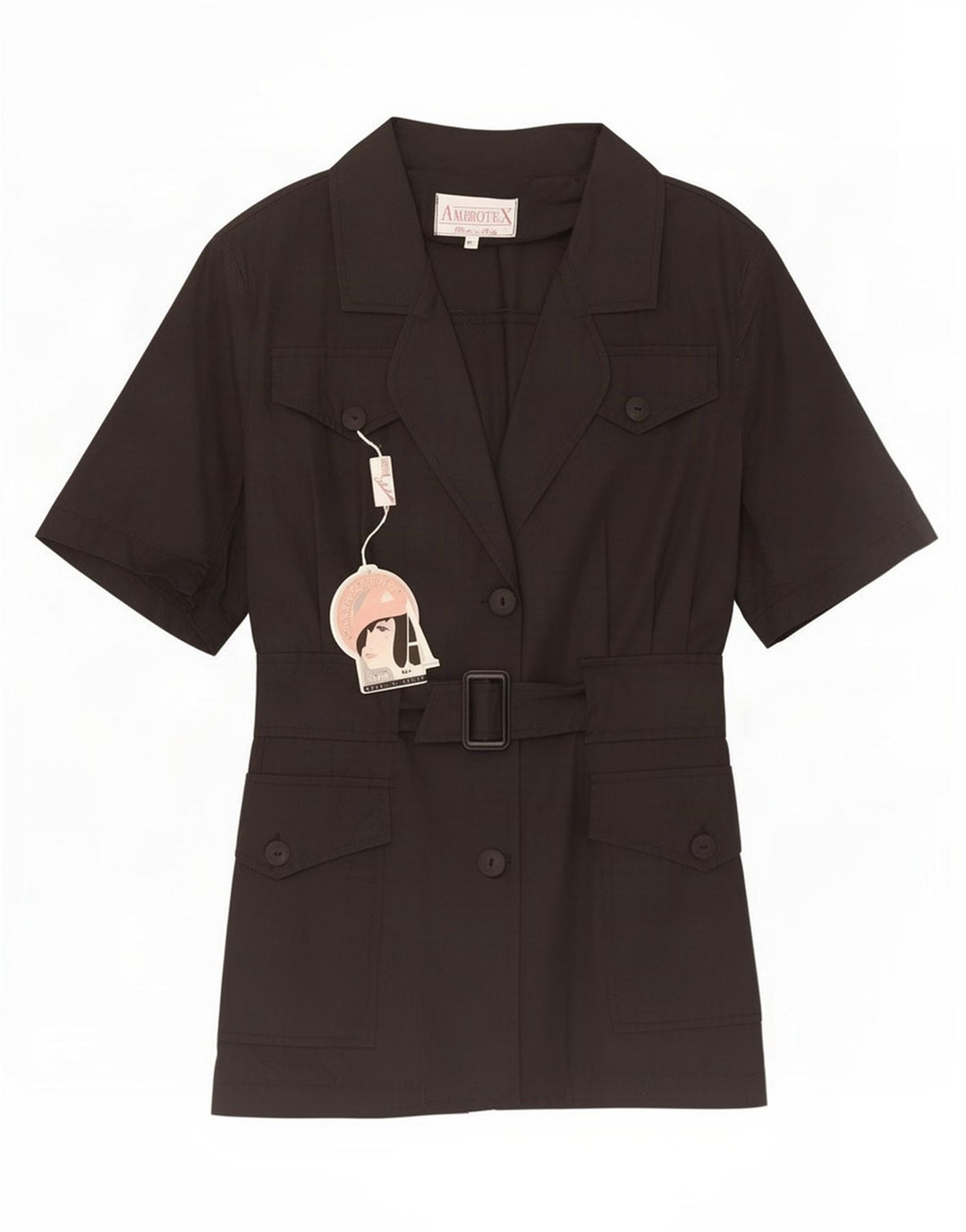 Giacca blazer vintage da donna a maniche corte a 2 bottoni UK 14 media nera