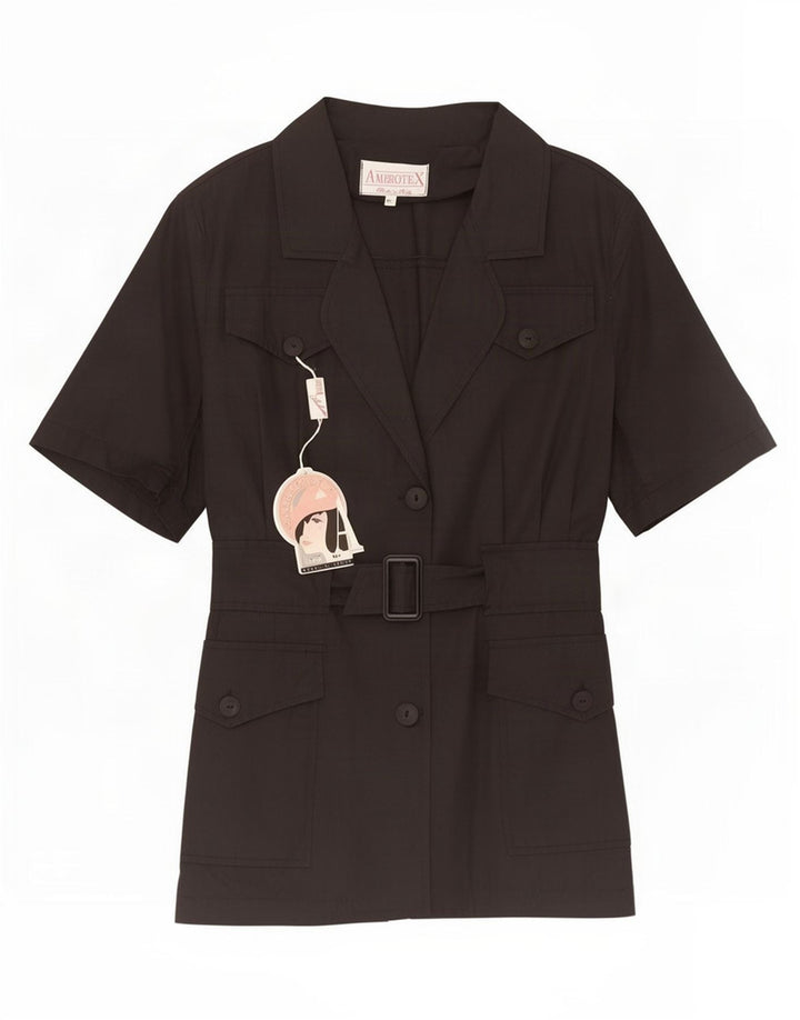 Giacca blazer vintage da donna a maniche corte a 2 bottoni UK 14 media nera