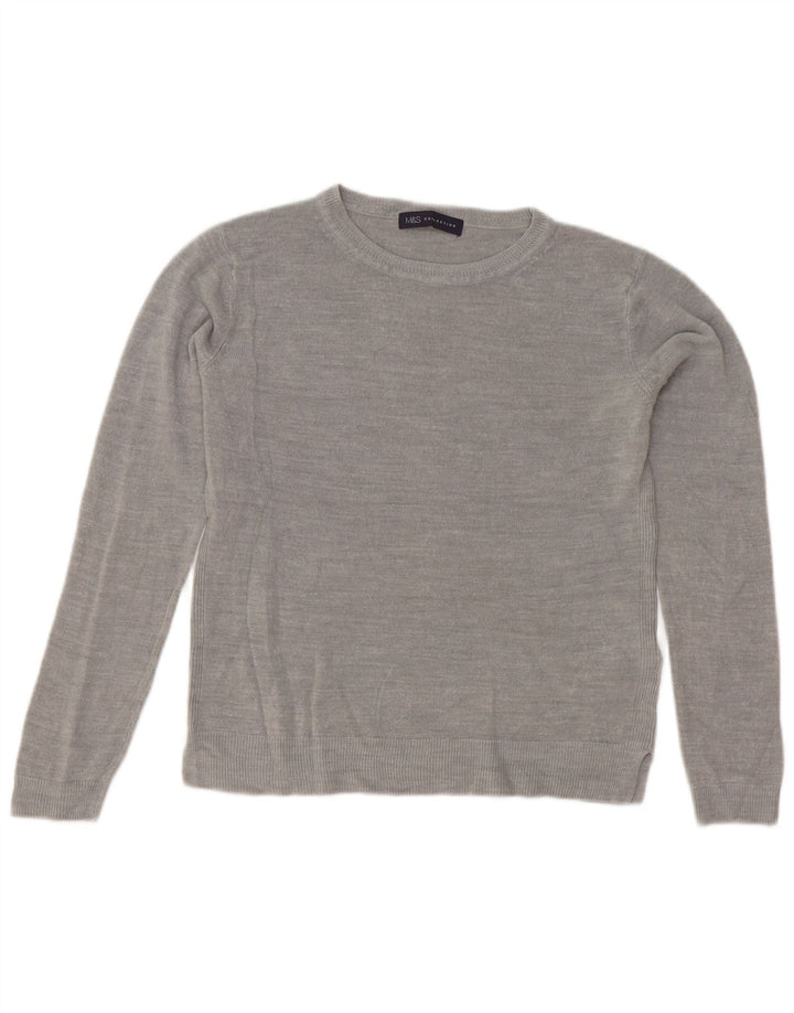Maglione maglione girocollo corto da donna Marks & Spencer UK 10 piccolo grigio