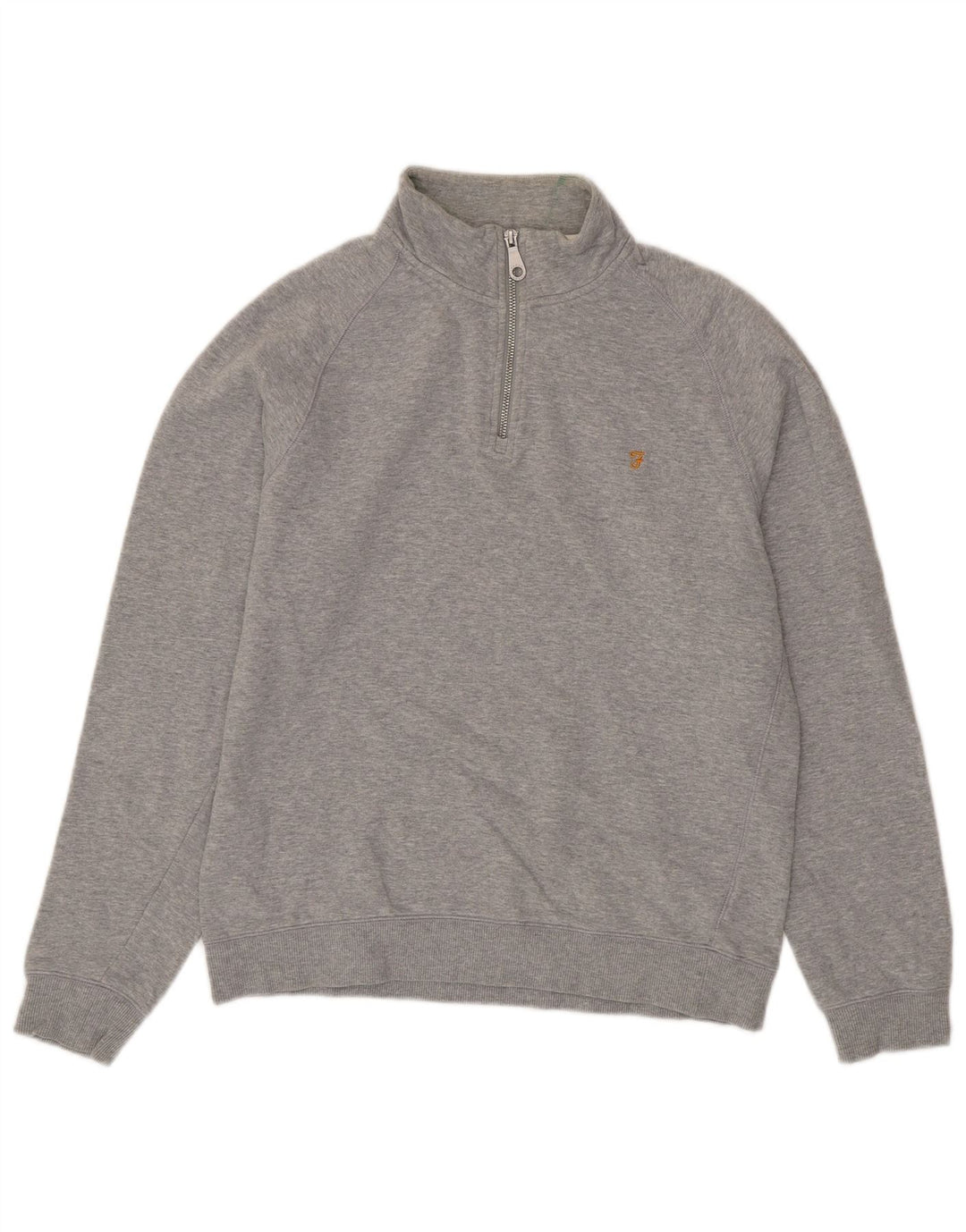 Felpa da donna con collo con zip Farah, maglione, UK 16, grande cotone grigio