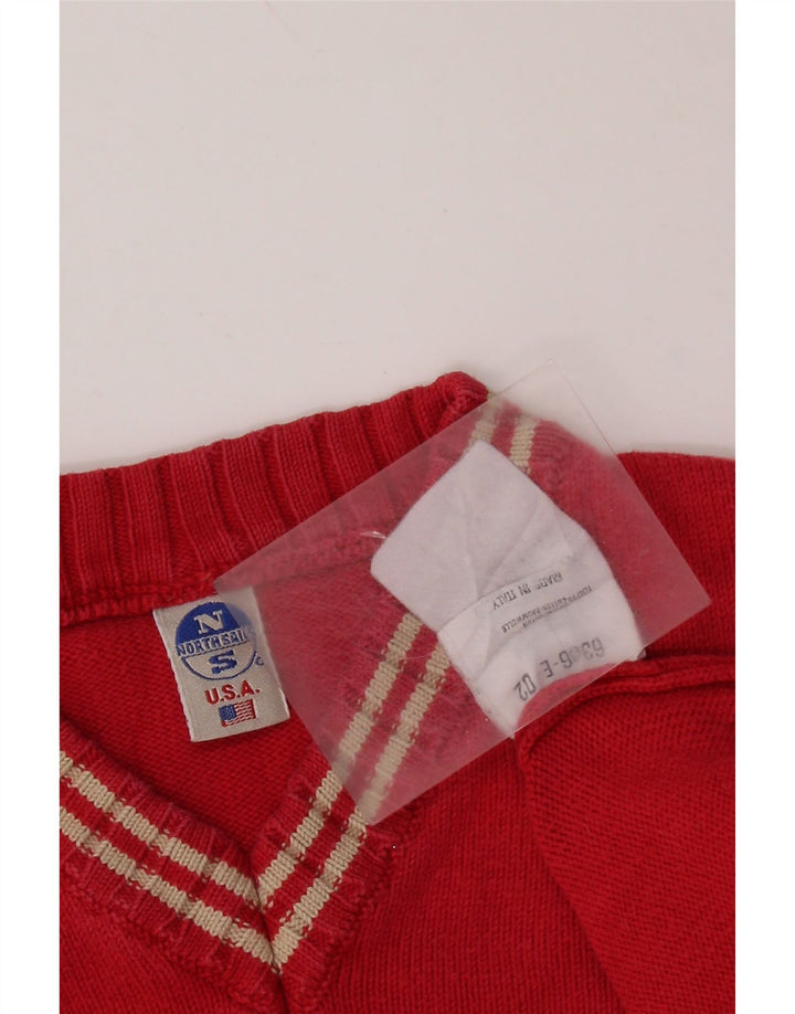 NORTH SAILS Maglione oversize da donna con scollo a V UK 10 Piccolo cotone rosso