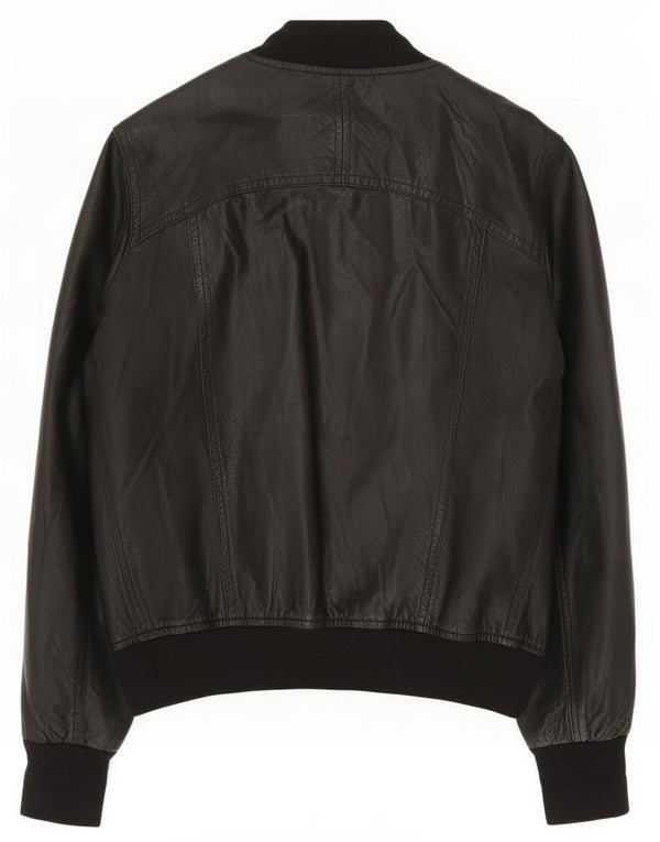Giacca in pelle vintage da donna UK 14 media nera
