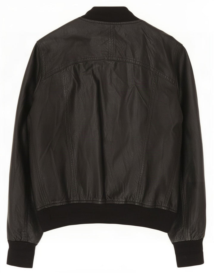 Giacca in pelle vintage da donna UK 14 media nera