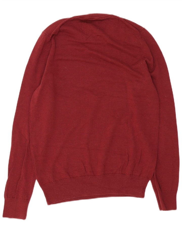 MARKS & SPENCER Maglione girocollo da uomo piccolo in cotone bordeaux