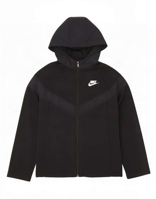 Felpa con cappuccio e zip per ragazze Nike 10-11 anni blocco colore nero medio