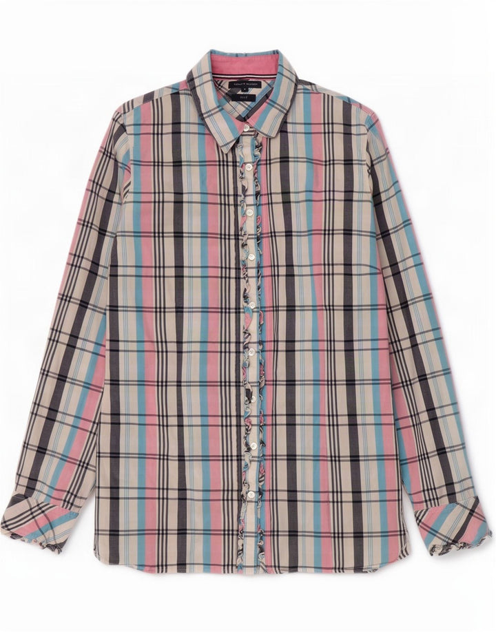 Camicia da donna Tommy Hilfiger US 12 grande cotone scozzese multicolore