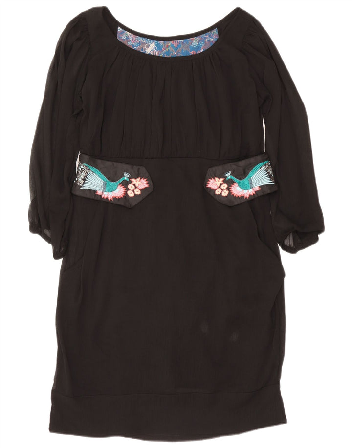 Desigual Abito a trapezio da donna EU 42 Grande poliestere nero con stampa animalier