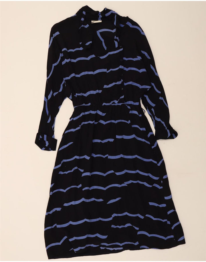 Abito lungo da donna con maniche a 3/4 VINTAGE IT 42 Viscosa a righe nere medie