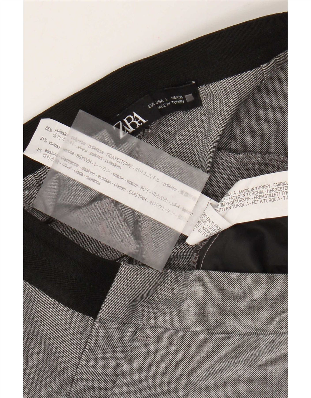 Pantaloni chino slim da donna Zara grandi W30 L27 poliestere color block grigio