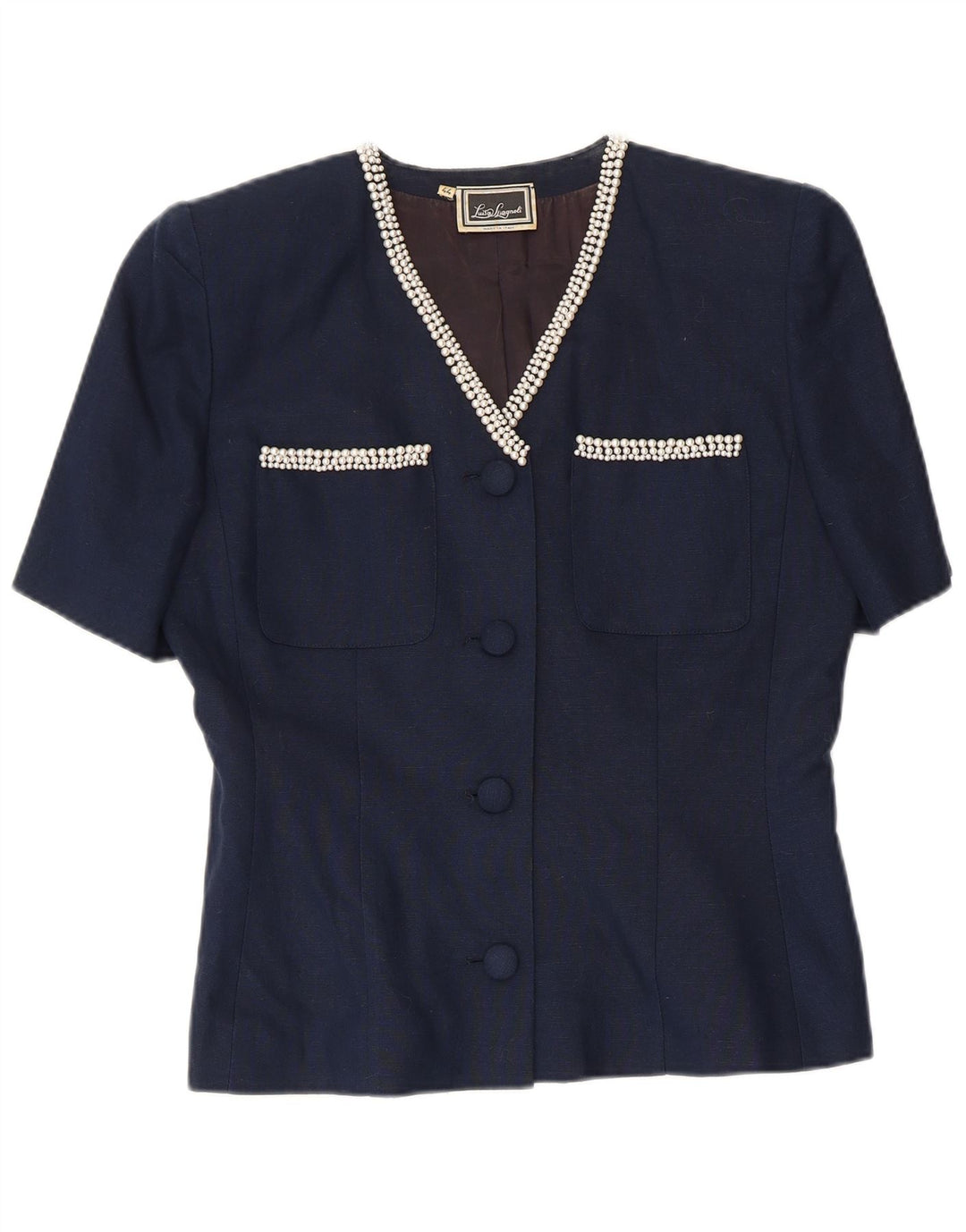 LUISA SPAGNOLI Giacca Blazer a 4 Bottoni da Donna IT 44 Medio Blu Navy