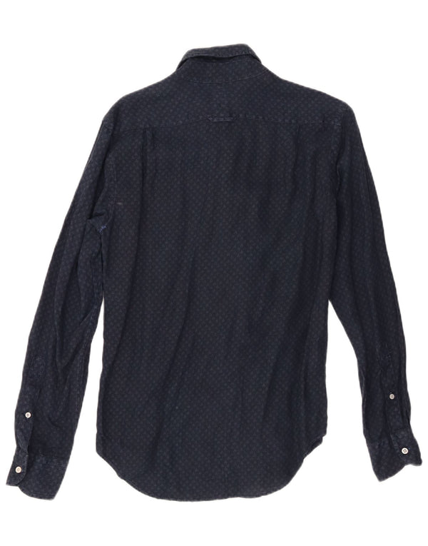 Camicia Milano da uomo Boggi piccola in lino maculato blu navy