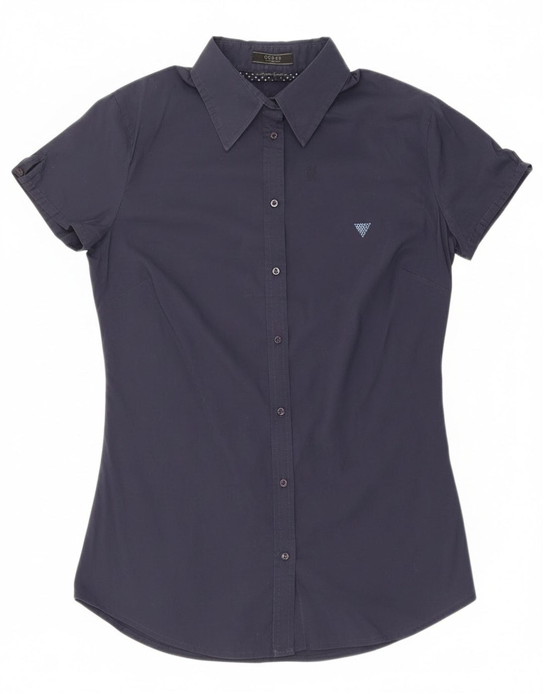 Camicia a maniche corte da donna Guess UK 8 Small in cotone blu navy