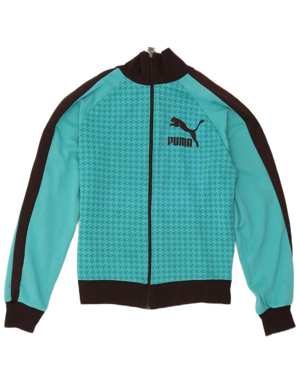 Giacca da ginnastica grafica da uomo Puma in poliestere color block blu medio
