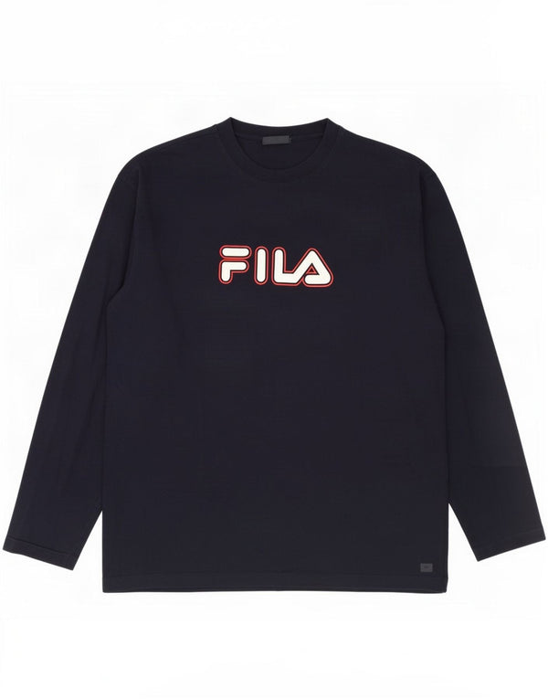 Fila Graphic Top da uomo a maniche lunghe XL in cotone blu navy