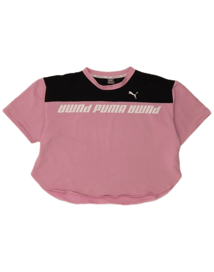 PUMA T-shirt grafica da donna Top UK 18 XL Cotone color block rosa