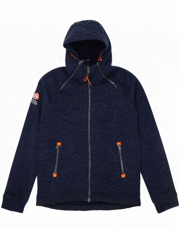 Giacca sportiva da uomo con cappuccio Superdry XL in nylon screziato blu navy