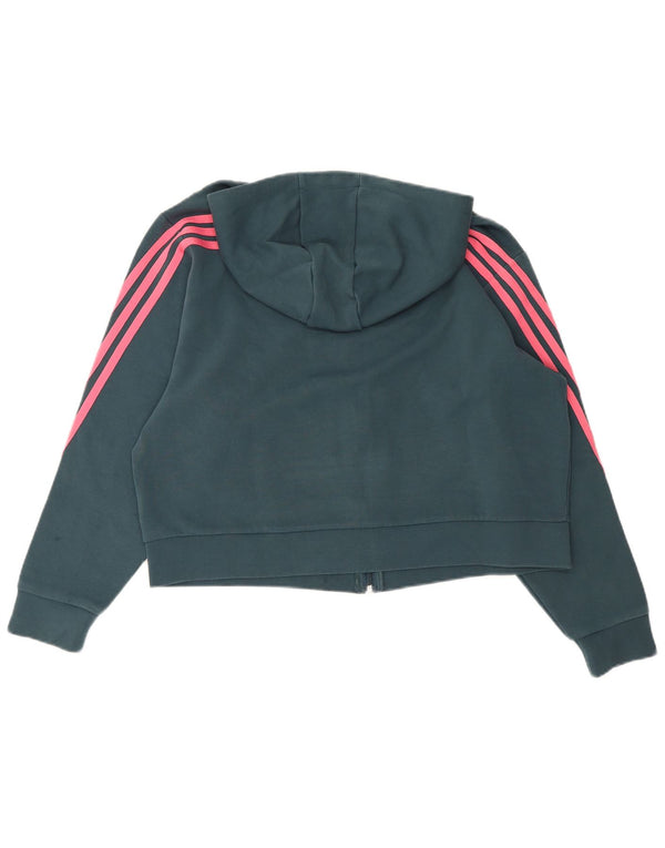 Maglione con cappuccio e zip Adidas da donna, vestibilità rilassata, UK 10, piccolo verde sportivo