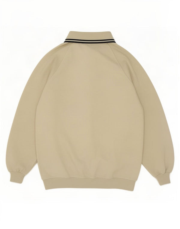 Felpa vintage da uomo con collo alto, maglione, cotone beige medio