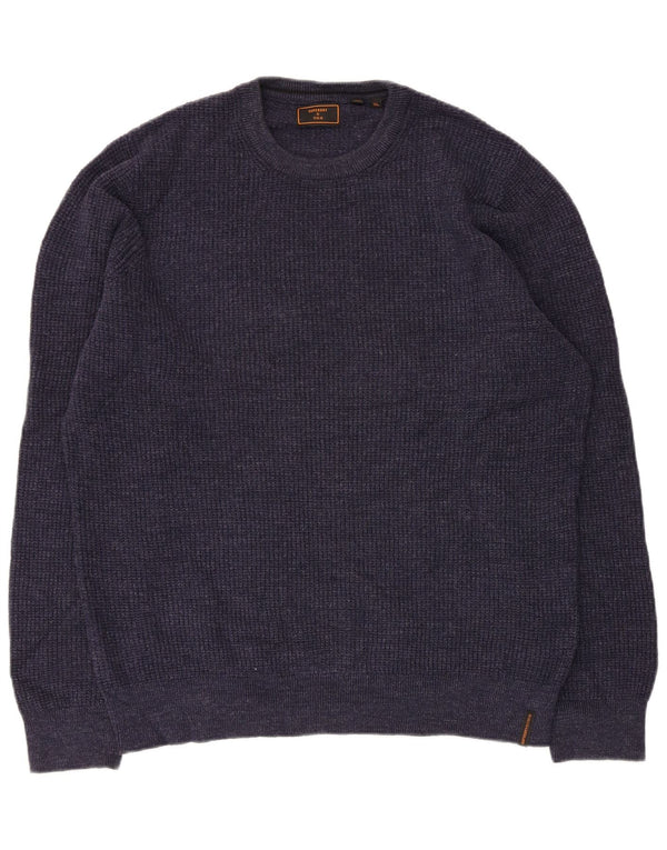 Maglione maglione girocollo da uomo Superdry XL in cotone blu navy