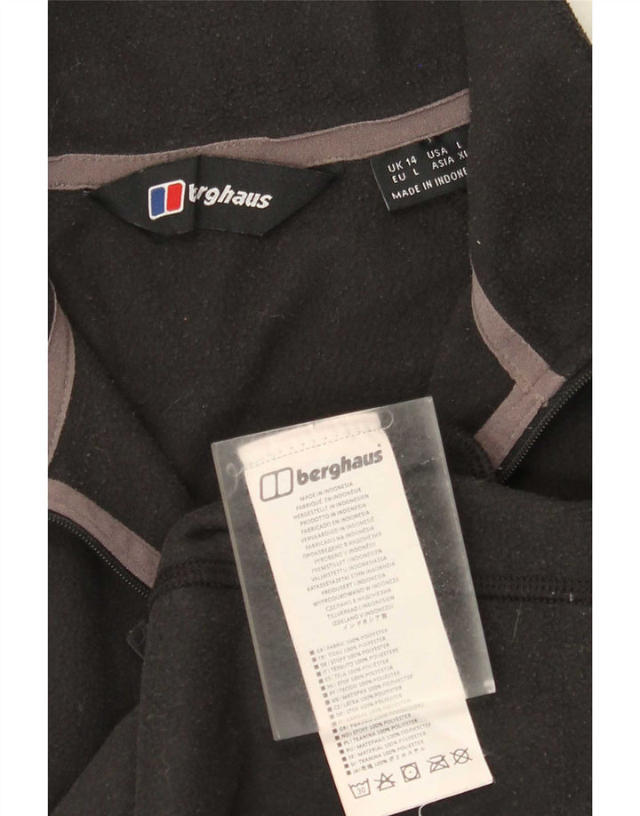 Maglione in pile da donna Berghaus con zip e collo UK 14 grande poliestere nero
