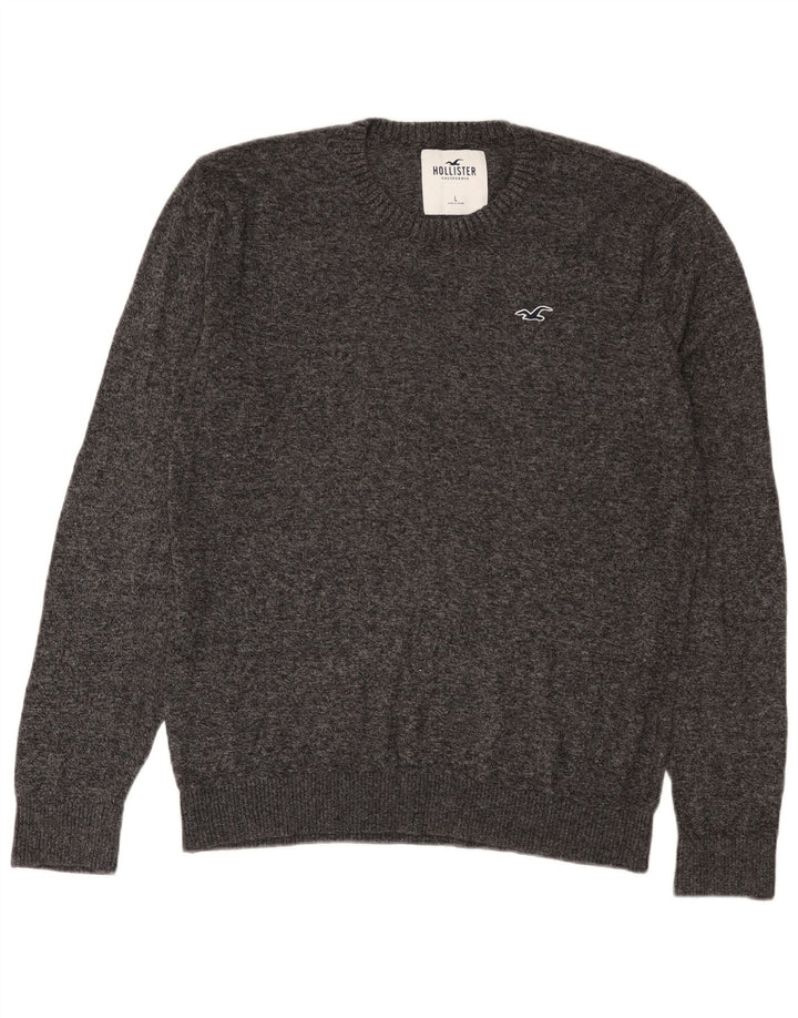 Maglione Hollister da uomo girocollo grande grigio screziato
