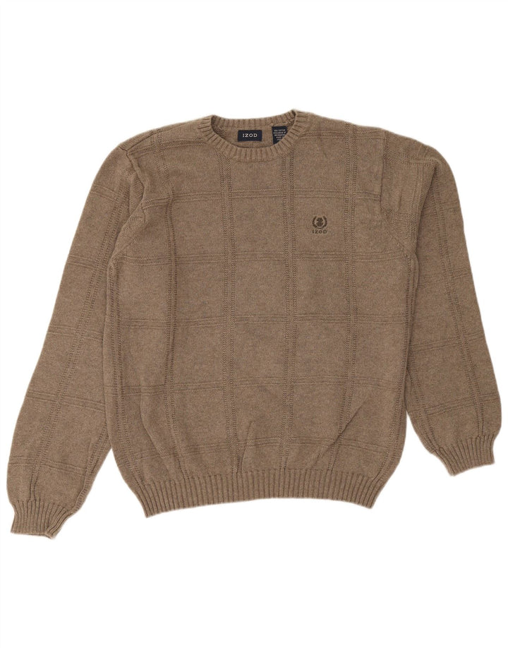 Maglione da uomo girocollo Izod di grandi dimensioni in cotone beige