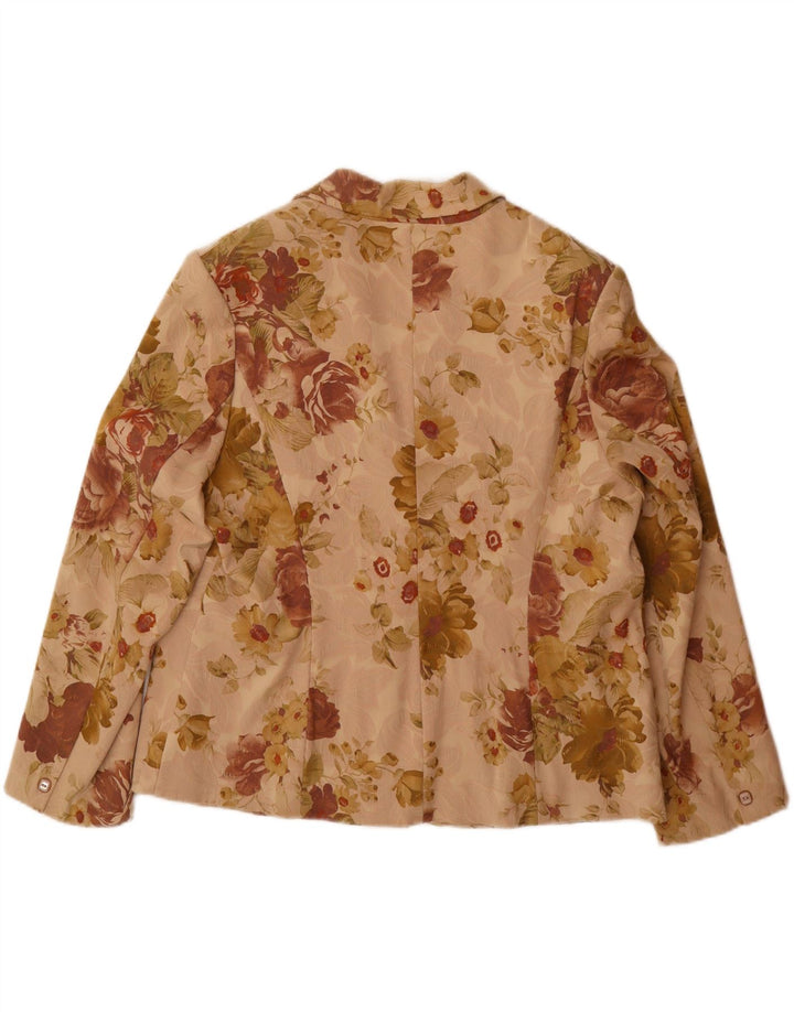 Giacca blazer a 2 bottoni da donna ELLE UK 20 2XL Cotone floreale beige