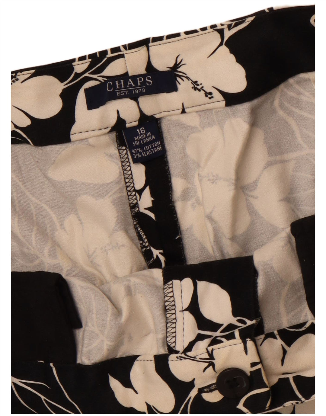 Pantaloni capri dritti da donna CHAPS US 16 2XL W38 L20 cotone floreale nero