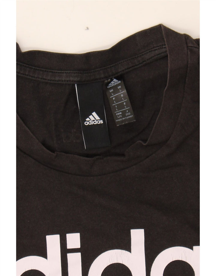 ADIDAS Mens Graphic T-Shirt Top Large Black Cotton Vintage Adidas and Second-Hand Adidas from Messina Hembry 