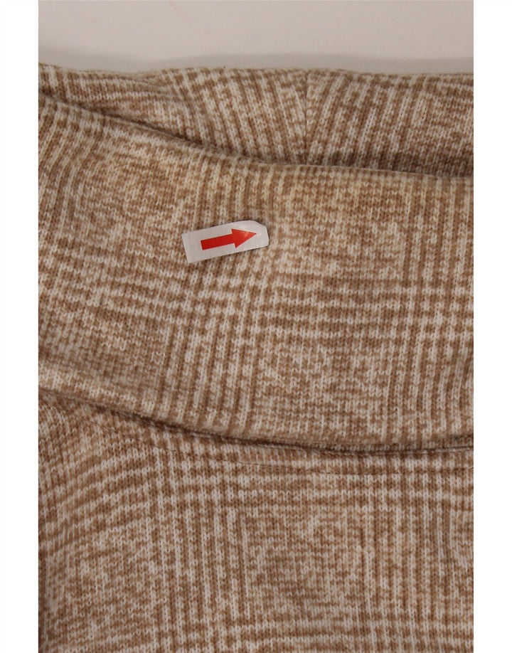 J. CREW Maglione maglione a collo alto da donna UK 14 Poliestere a quadri beige medio