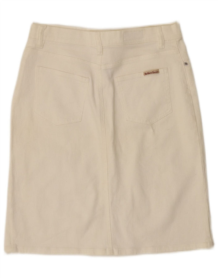 Gonna in denim da donna Marlboro Classics IT 42 media W28 cotone bianco