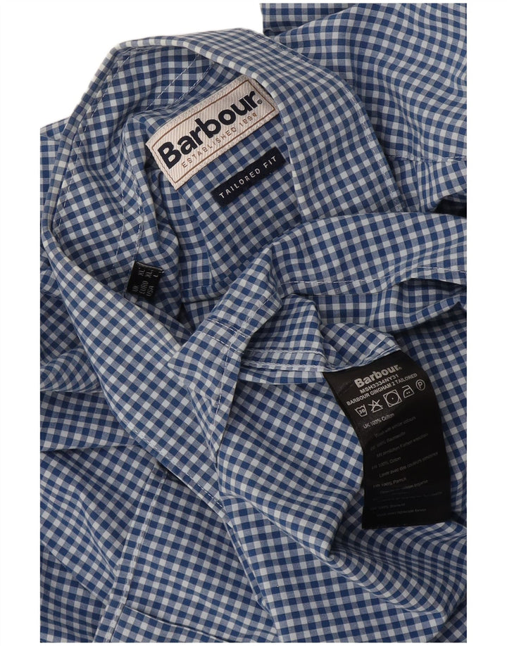 Camicia Barbour da uomo su misura XL in cotone a quadretti blu